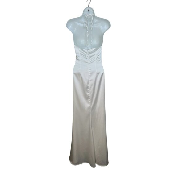 Club L London Grandeur White Halter Satin Maxi Dress Tie-neck Bridal  US size 6 - Picture 9 of 14